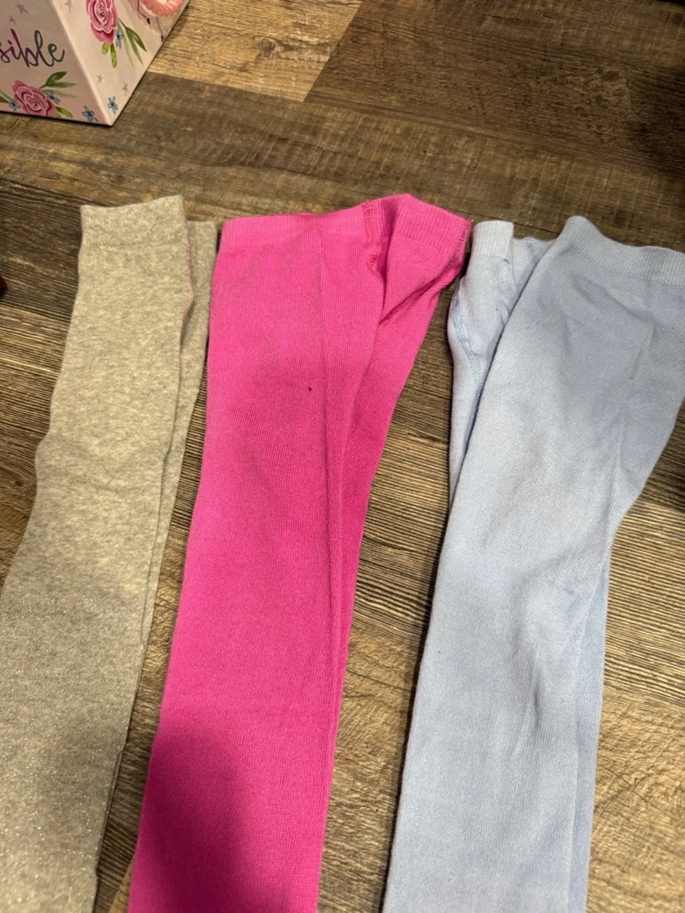 3 Kids Tights Pack - Pink, Light Blue & Gray